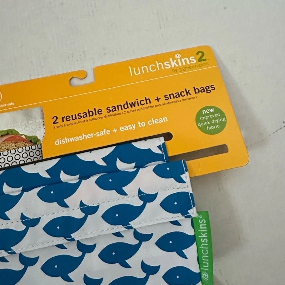 Blue Whale Reusable Snack Bags set of 2